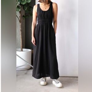 Xirena 100% Cotton Gauze Muslin Greek Goddess Cut Out Black Maxi Dress Size Sm